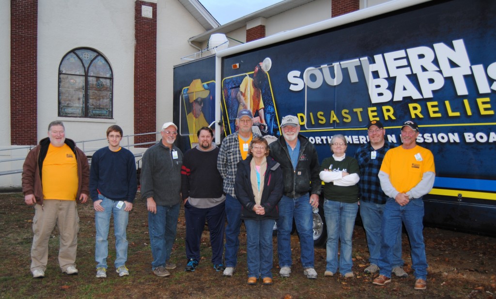 Members of the Disaster Relief Hurricane Sandy Rebuild Team included (left to right) Wes Wehage, Tanner Doolin, Dan Doolin, George Lensgraft, Dave Wieling, Nancy Hodges, Gene "Cowboy" Helmig, Pam Johnston, Thad "Red" Helmig, Marvin Bedding. 