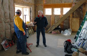 Robert Puttoff (left) talks with homeowner Jim Clark in Long Beach, N.Y. Southern Baptist Disaster Relief teams put in insulation and sheetrock in Clark’s home during March 2015. NAMB photo by Laura Sikes
