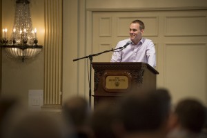 IMB President David Platt announces a policy to streamline guidelines for appointing new personnel within the framework of the Baptist Faith & Message. IMB trustees met May 12-13 in Louisville, Kentucky. (Photo by Paul W. Lee)