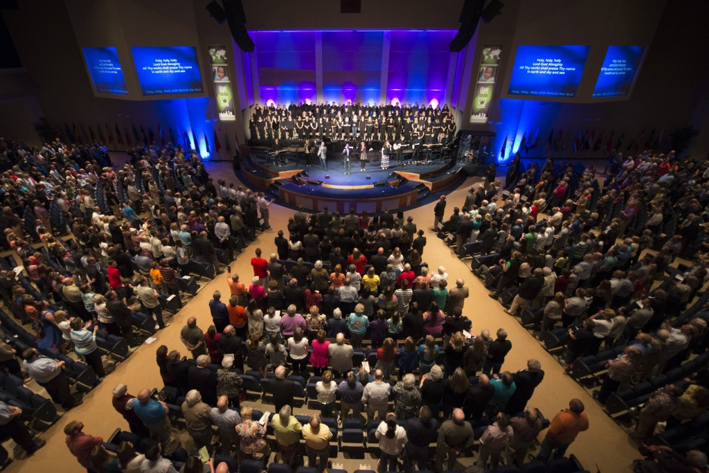 Highview Baptist Church choir leads congregational singing during an IMB appointment service of 34 new missionaries in a service at Highview Baptist Church, Louisville, Kentucky, on May 13. (IMB photo by Paul W. Lee)