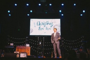 Church planter Boyd Bettis, shown here preaching at last year's "Christmas Eve Eve" service, plans to ask attendees this year to think about "what could be." The inaugural Dec. 23 service drew an estimated 1,100 people to the historic Florida Theatre in downtown Jacksonville.
