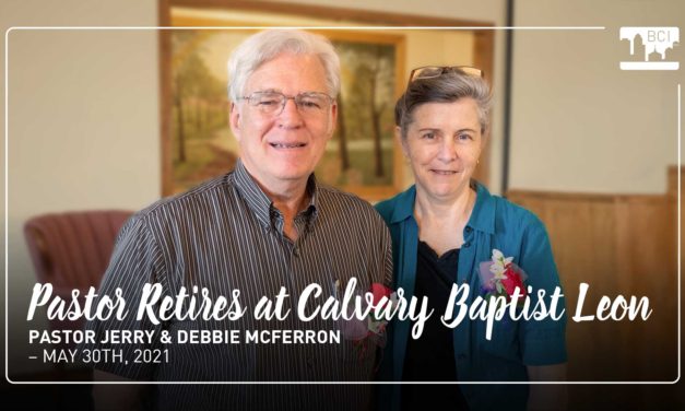 Jerry McFerron Retiring from Calvary Baptist Church, Leon